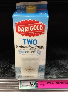 1/2 gallon milk at $7.89